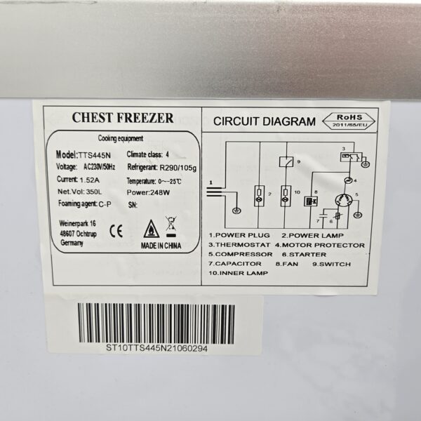 Gefriertruhe mit Glasschiebedeckel TTS445N 230V 248W +0°C bis -25°C B 152 x T 68 x H 85 cm – Bild 6